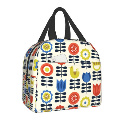 Orla Kiely Bird Insulated Lunch Bags Αδιάβροχο θερμικό ψύκτη Scandinavian Floral Bento Box για Γυναικεία Παιδικά Σχολικά Κουτιά γεύματος
