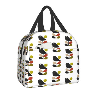 Orla Kiely Bird Insulated Lunch Bags Αδιάβροχο θερμικό ψύκτη Scandinavian Floral Bento Box για Γυναικεία Παιδικά Σχολικά Κουτιά γεύματος