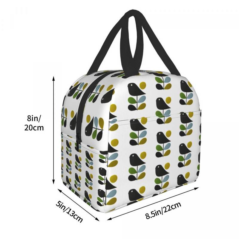 Orla Kiely Bird Insulated Lunch Bags Αδιάβροχο θερμικό ψύκτη Scandinavian Floral Bento Box για Γυναικεία Παιδικά Σχολικά Κουτιά γεύματος