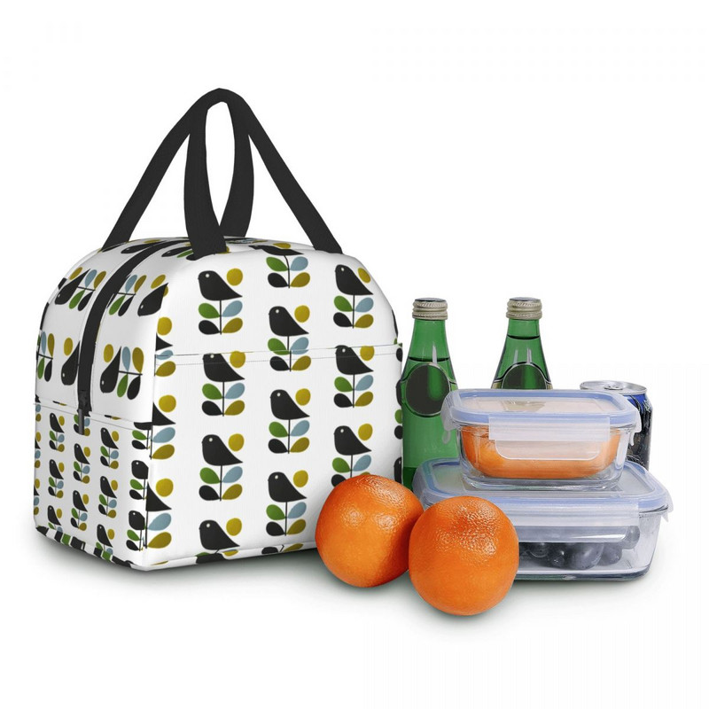 Orla Kiely Bird Insulated Lunch Bags Αδιάβροχο θερμικό ψύκτη Scandinavian Floral Bento Box για Γυναικεία Παιδικά Σχολικά Κουτιά γεύματος
