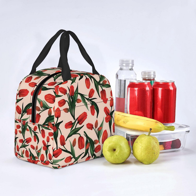 Fubido 2023, Geometrikus kialakítás, Ebédtáska női munkának Hordozható szigetelt ebédlődoboz, Retro háromszög mintás esőcseppek