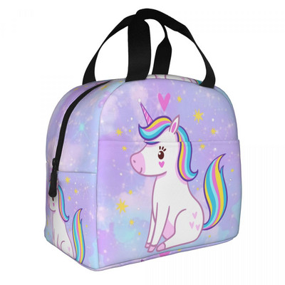 Γελοιογραφία Rainbow Unicorn μονωμένες τσάντες μεσημεριανού γεύματος για γυναίκες Resuable Cooler Thermal Bento Box Υπαίθριο κάμπινγκ Ταξιδιωτικό φαγητό μεσημεριανό πακέτο