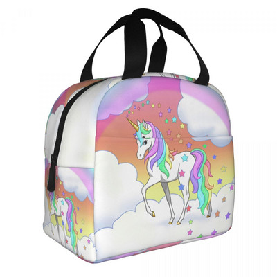 Γελοιογραφία Rainbow Unicorn μονωμένες τσάντες μεσημεριανού γεύματος για γυναίκες Resuable Cooler Thermal Bento Box Υπαίθριο κάμπινγκ Ταξιδιωτικό φαγητό μεσημεριανό πακέτο