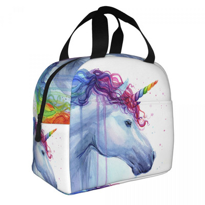 Γελοιογραφία Rainbow Unicorn μονωμένες τσάντες μεσημεριανού γεύματος για γυναίκες Resuable Cooler Thermal Bento Box Υπαίθριο κάμπινγκ Ταξιδιωτικό φαγητό μεσημεριανό πακέτο