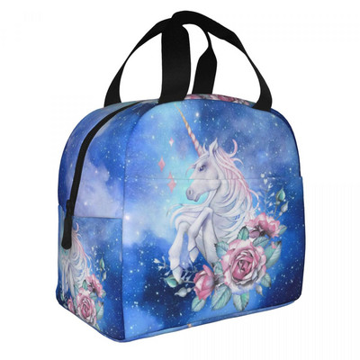 Γελοιογραφία Rainbow Unicorn μονωμένες τσάντες μεσημεριανού γεύματος για γυναίκες Resuable Cooler Thermal Bento Box Υπαίθριο κάμπινγκ Ταξιδιωτικό φαγητό μεσημεριανό πακέτο