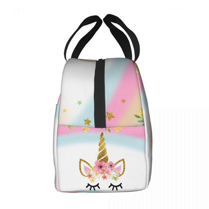 Γελοιογραφία Rainbow Unicorn μονωμένες τσάντες μεσημεριανού γεύματος για γυναίκες Resuable Cooler Thermal Bento Box Υπαίθριο κάμπινγκ Ταξιδιωτικό φαγητό μεσημεριανό πακέτο