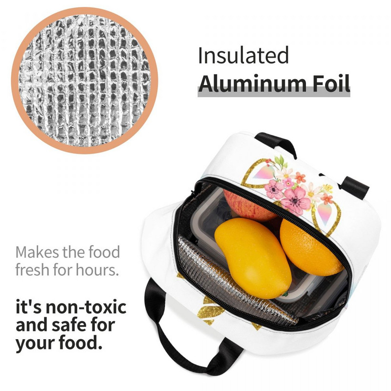 Γελοιογραφία Rainbow Unicorn μονωμένες τσάντες μεσημεριανού γεύματος για γυναίκες Resuable Cooler Thermal Bento Box Υπαίθριο κάμπινγκ Ταξιδιωτικό φαγητό μεσημεριανό πακέτο