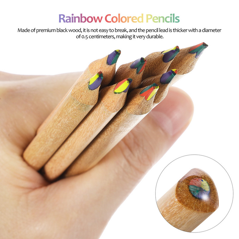 10 db Rainbow színes ceruzák Tarka ceruzák Válogatott színű rajzceruzák az iskolai vázlatkészítéshez