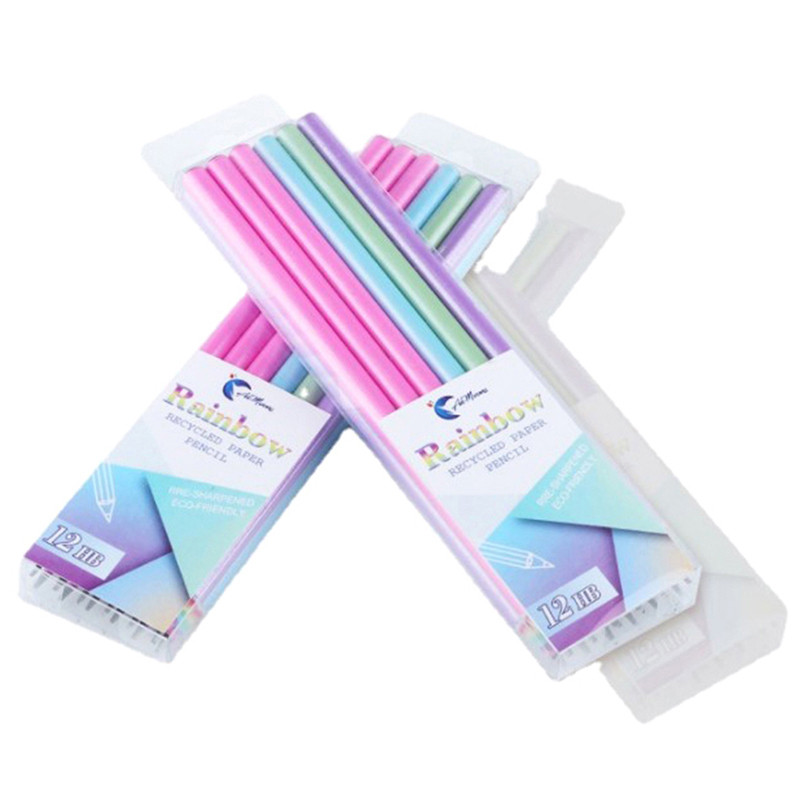 12 db/doboz papír Rainbow HB ceruza írószer iskolai és irodai kellékekhez Dropshipping Írás és festés