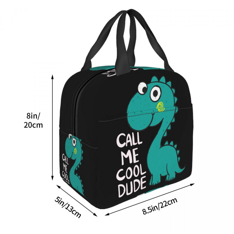 Γυναικεία τσάντα μεσημεριανού εκτυπώσεων κινουμένων σχεδίων Δεινοσαύρων με θερμομόνωση Κουτί γεύματος για παιδιά Σχολική εργασία για πικνίκ Φαγητό Tote Bento Box