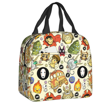 Studio Ghibli Soot Sprites Insulated Lunch Bag Resuable Cooler Thermal Hayao Miyazaki Totoro Lunch Box για γυναίκες Παιδικά τρόφιμα
