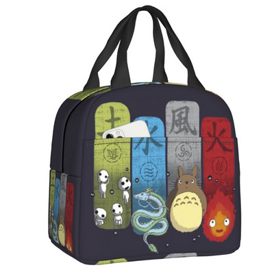 Studio Ghibli Soot Sprites Insulated Lunch Bag Resuable Cooler Thermal Hayao Miyazaki Totoro Lunch Box για γυναίκες Παιδικά τρόφιμα