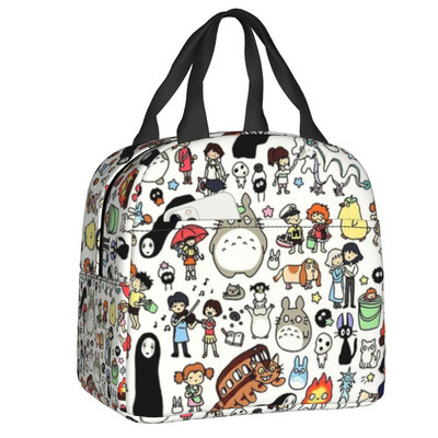 Studio Ghibli Soot Sprites Insulated Lunch Bag Resuable Cooler Thermal Hayao Miyazaki Totoro Lunch Box για γυναίκες Παιδικά τρόφιμα