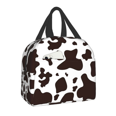 Animal SKin Cow Print Box Γυναικείο Φορητό στεγανό θερμικό ψυγείο με μόνωση τροφίμων Τσάντα μεσημεριανού γεύματος για εργασία ταξιδιού πικνίκ