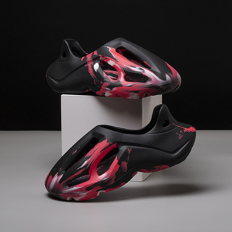 Férfi papucs Nyári Puha EVA Strand Lyukas Cipők Kültéri Női Csúszás Csúszásmentes Nyakkendővel festett Designer személyre szabott üreges cipők 36-47