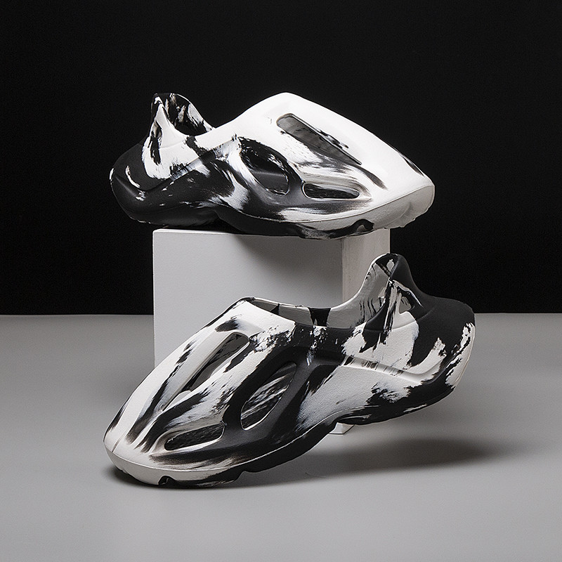 Férfi papucs Nyári Puha EVA Strand Lyukas Cipők Kültéri Női Csúszás Csúszásmentes Nyakkendővel festett Designer személyre szabott üreges cipők 36-47