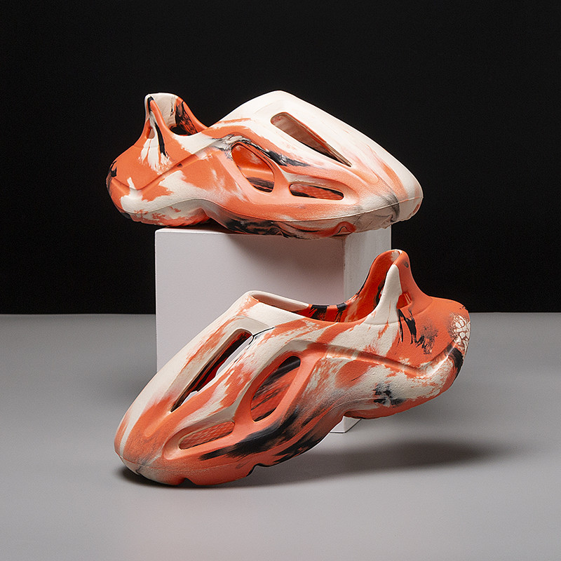 Férfi papucs Nyári Puha EVA Strand Lyukas Cipők Kültéri Női Csúszás Csúszásmentes Nyakkendővel festett Designer személyre szabott üreges cipők 36-47