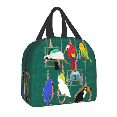 Τσάντα γεύματος Tropical Getaway Parrot Birds Φορητή τσάντα φαγητού με θερμή μόνωση για γυναίκες Παιδική τσάντα αποθήκευσης για πικνίκ σχολείου