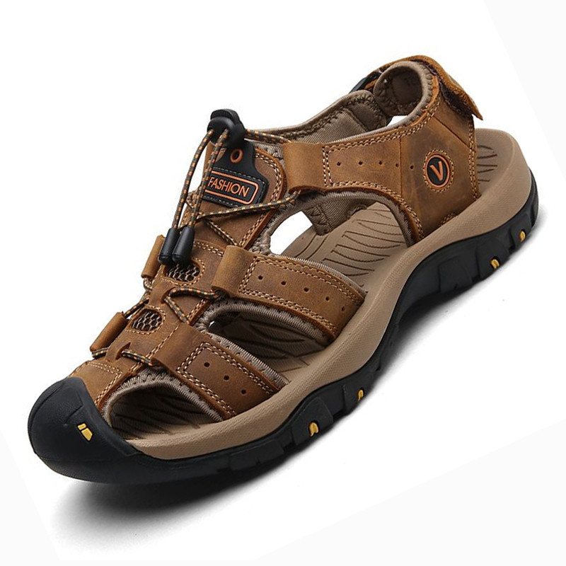 Klasszikus férfi szandál Nyári puha szandál Kényelmes férfi cipő Valódi bőr szandál nagy méretű puha kültéri alkalmi cipő férfi
