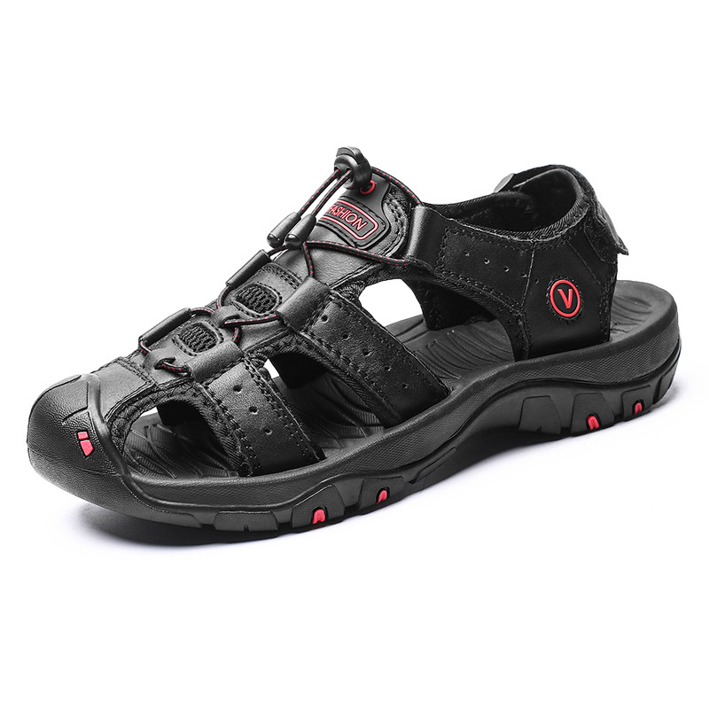 Klasszikus férfi szandál Nyári puha szandál Kényelmes férfi cipő Valódi bőr szandál nagy méretű puha kültéri alkalmi cipő férfi