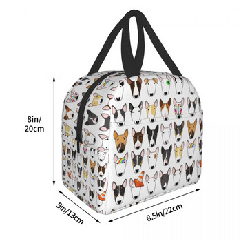 Bull Terrier Dog Repeat Pattern μονωμένη τσάντα μεσημεριανού γεύματος για γυναίκες αδιάβροχη θερμική ψύξη ζώων για μεσημεριανό Παιδικό κουτί φαγητού