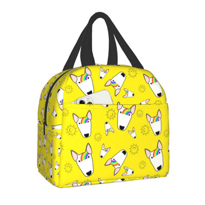 Bull Terrier Dog Repeat Pattern μονωμένη τσάντα μεσημεριανού γεύματος για γυναίκες αδιάβροχη θερμική ψύξη ζώων για μεσημεριανό Παιδικό κουτί φαγητού