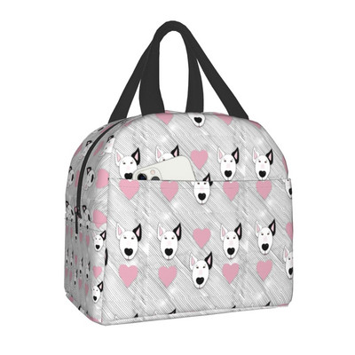 Bull Terrier Dog Repeat Pattern μονωμένη τσάντα μεσημεριανού γεύματος για γυναίκες αδιάβροχη θερμική ψύξη ζώων για μεσημεριανό Παιδικό κουτί φαγητού