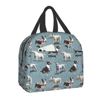Bull Terrier Dog Repeat Pattern μονωμένη τσάντα μεσημεριανού γεύματος για γυναίκες αδιάβροχη θερμική ψύξη ζώων για μεσημεριανό Παιδικό κουτί φαγητού