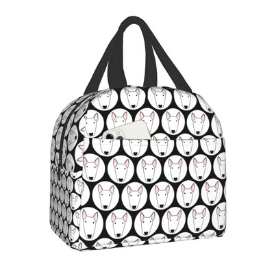 Bull Terrier Dog Repeat Pattern μονωμένη τσάντα μεσημεριανού γεύματος για γυναίκες αδιάβροχη θερμική ψύξη ζώων για μεσημεριανό Παιδικό κουτί φαγητού