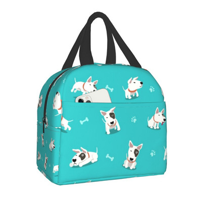 Bull Terrier Dog Repeat Pattern μονωμένη τσάντα μεσημεριανού γεύματος για γυναίκες αδιάβροχη θερμική ψύξη ζώων για μεσημεριανό Παιδικό κουτί φαγητού