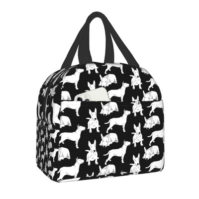 Bull Terrier Dog Repeat Pattern μονωμένη τσάντα μεσημεριανού γεύματος για γυναίκες αδιάβροχη θερμική ψύξη ζώων για μεσημεριανό Παιδικό κουτί φαγητού