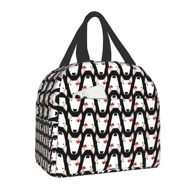 Bull Terrier Dog Repeat Pattern μονωμένη τσάντα μεσημεριανού γεύματος για γυναίκες αδιάβροχη θερμική ψύξη ζώων για μεσημεριανό Παιδικό κουτί φαγητού