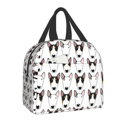 Bull Terrier Dog Repeat Pattern μονωμένη τσάντα μεσημεριανού γεύματος για γυναίκες αδιάβροχη θερμική ψύξη ζώων για μεσημεριανό Παιδικό κουτί φαγητού