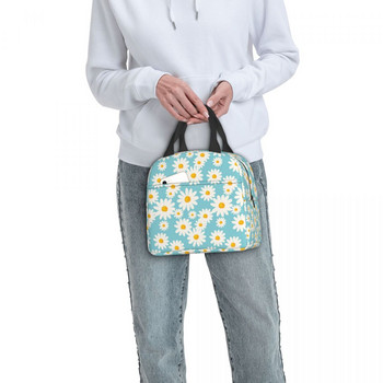 Κουτί μεσημεριανού γεύματος Daisy Flower Αδιάβροχο μαργαρίτες Floral Cooler Θερμική μονωμένη τσάντα μεσημεριανού φαγητού για γυναίκες Παιδικές σχολικές τσάντες για πικνίκ