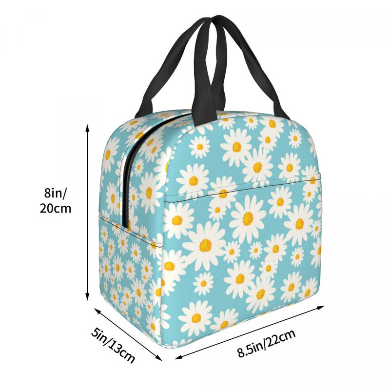 Százszorszép virágos ebédlődoboz Szivárgásmentes százszorszép virágos hűtő, hőszigetelt, étellel szigetelt ebédtáska női gyerekeknek, iskolai piknik táskák