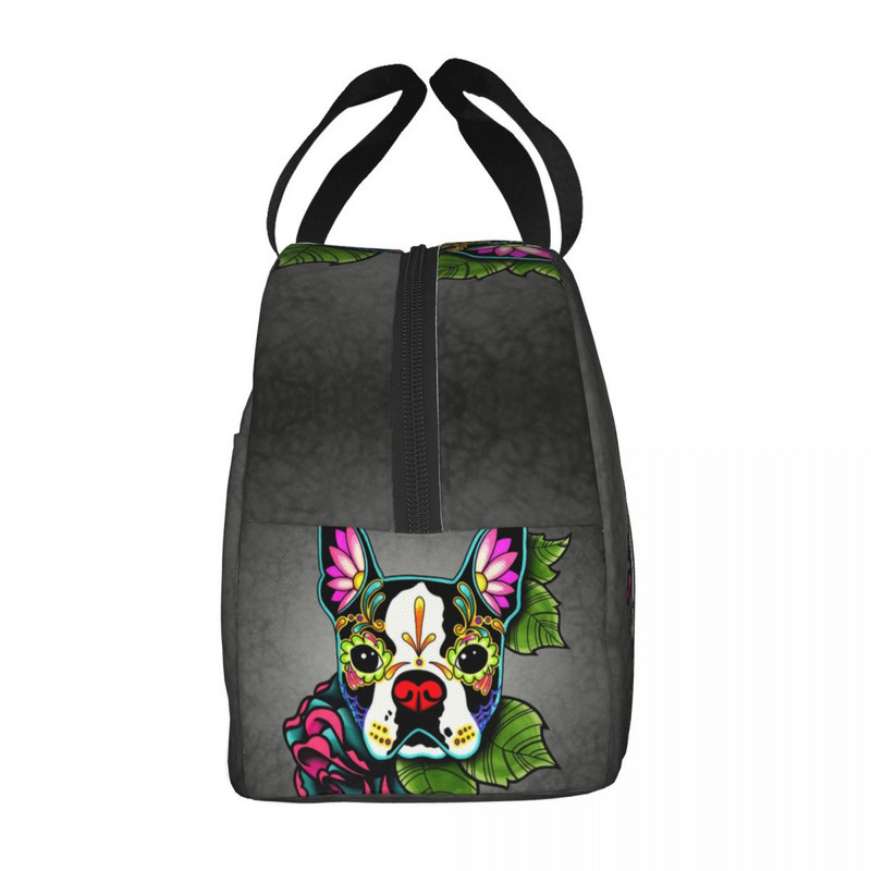 A halottak napja bostoni terrier hőszigetelt ebédlőtáska női hordozható ebédlődoboz munkához Iskolai utazási piknik ételhordó