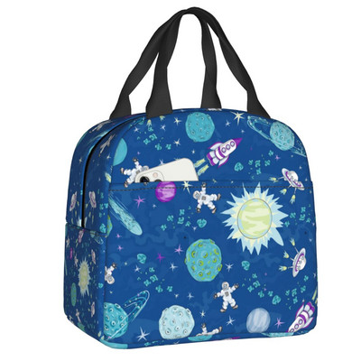 Universe Astronaut Spaceship Lunch Box Αδιάβροχο Διαστημικός πύραυλος Galaxy Planet Θερμικός ψύκτης Τροφίμων με μόνωση τσάντα γεύματος Σχολική εργασία