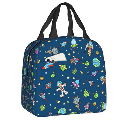 Universe Astronaut Spaceship Lunch Box Αδιάβροχο Διαστημικός πύραυλος Galaxy Planet Θερμικός ψύκτης Τροφίμων με μόνωση τσάντα γεύματος Σχολική εργασία