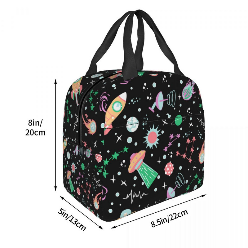 Cutie de prânz pentru navă spațială astronaută Universe Rachetă spațială etanșă Galaxy Planet Răcitor termic pentru alimente Geantă de prânz izolată Muncă la școală