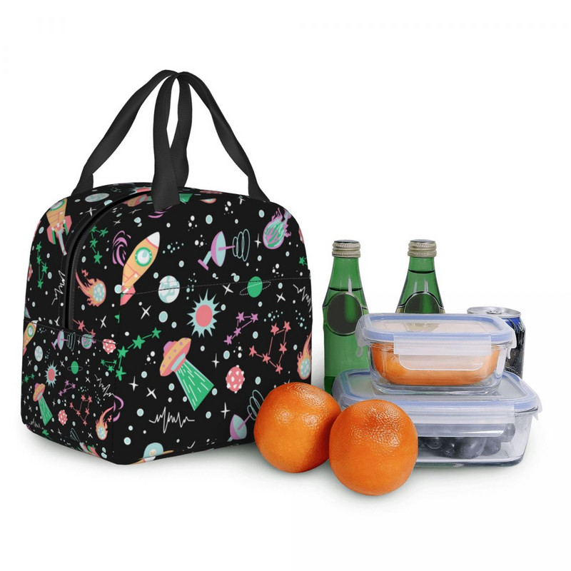Cutie de prânz pentru navă spațială astronaută Universe Rachetă spațială etanșă Galaxy Planet Răcitor termic pentru alimente Geantă de prânz izolată Muncă la școală