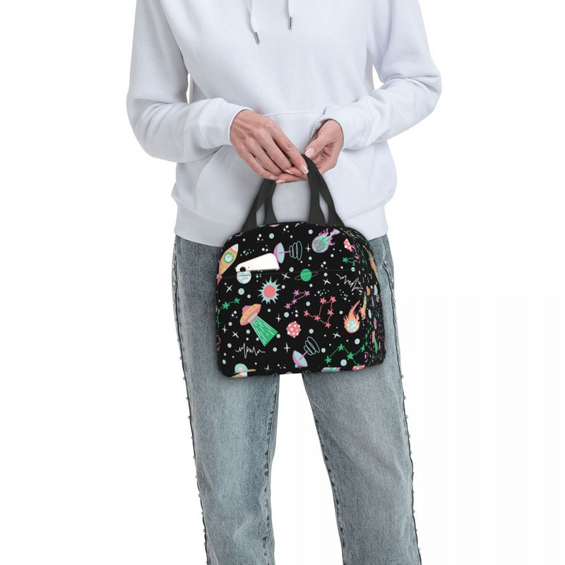 Cutie de prânz pentru navă spațială astronaută Universe Rachetă spațială etanșă Galaxy Planet Răcitor termic pentru alimente Geantă de prânz izolată Muncă la școală