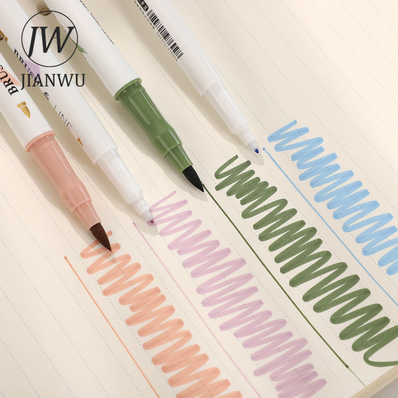 JIANWU 4 db/készlet Egyszerű, sima írás, kétfejű, szuper puha ecsettel festő tollkészlet Kreatív barkácsolás tanulói kellékekhez