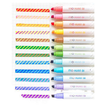 Αλλαγή μαρκαδόρων επισήμανσης 12 χρωμάτων Ποικιλία χρωμάτων Αλλαγή μαρκαδόρων για παιδιά Ημερολόγιο Κινούμενα σχέδια DIY Σημείωση Λαμβάνοντας Ζωγραφική