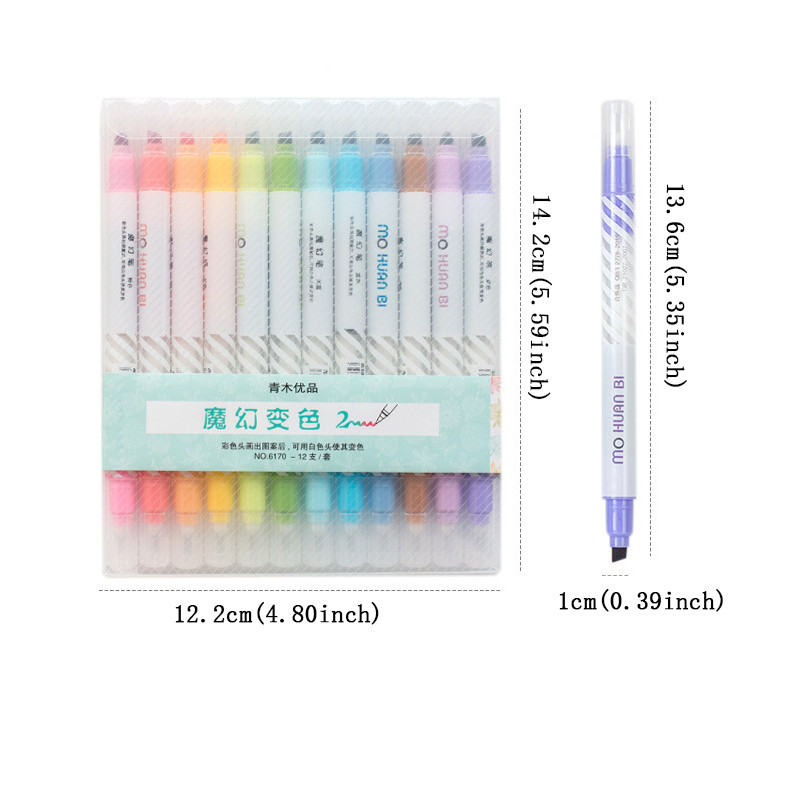 Változó jelölő toll 12 színben, különböző színekben Változó jelölők gyerekeknek Napló Rajzfilm barkácsolás jegyzetkészítés festés