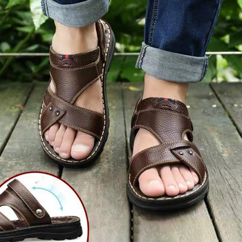Мъжки сандали 2023 Летни водоустойчиви неплъзгащи се сандали от естествена кожа Чехли с мека подметка Дишащи ежедневни обувки Zapatos Hombre