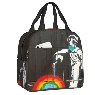 Banksy Zebra Graffiti Print Θερμομονωμένη τσάντα μεσημεριανού γεύματος Κουτί μεσημεριανού γεύματος επαναχρησιμοποιήσιμο για γυναίκες Παιδικά σχολικά κάμπινγκ Τσάντες φαγητού για πικνίκ ταξιδιού