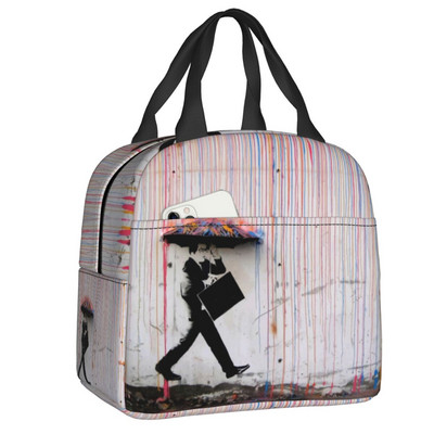 Banksy Zebra Graffiti Print Θερμομονωμένη τσάντα μεσημεριανού γεύματος Κουτί μεσημεριανού γεύματος επαναχρησιμοποιήσιμο για γυναίκες Παιδικά σχολικά κάμπινγκ Τσάντες φαγητού για πικνίκ ταξιδιού