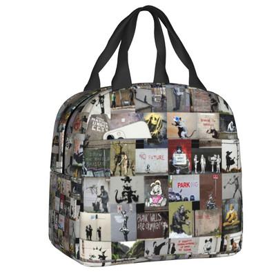 Banksy Zebra Graffiti Print Θερμομονωμένη τσάντα μεσημεριανού γεύματος Κουτί μεσημεριανού γεύματος επαναχρησιμοποιήσιμο για γυναίκες Παιδικά σχολικά κάμπινγκ Τσάντες φαγητού για πικνίκ ταξιδιού
