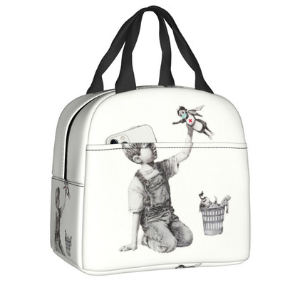 Banksy Zebra Graffiti Print Θερμομονωμένη τσάντα μεσημεριανού γεύματος Κουτί μεσημεριανού γεύματος επαναχρησιμοποιήσιμο για γυναίκες Παιδικά σχολικά κάμπινγκ Τσάντες φαγητού για πικνίκ ταξιδιού