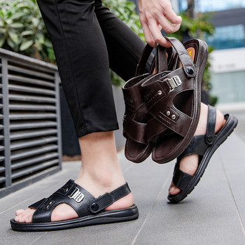 Сандали Мъжки лято 2023 г. Меки нехлъзгащи се обувки на средна и възрастна възраст татко корейска версия Плажни обувки Ежедневни сандали за мъже